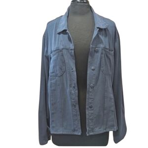 Iridium Large Navy Blue Jacket Luxury Lagenlook Jersey Knit Shacket Cotton